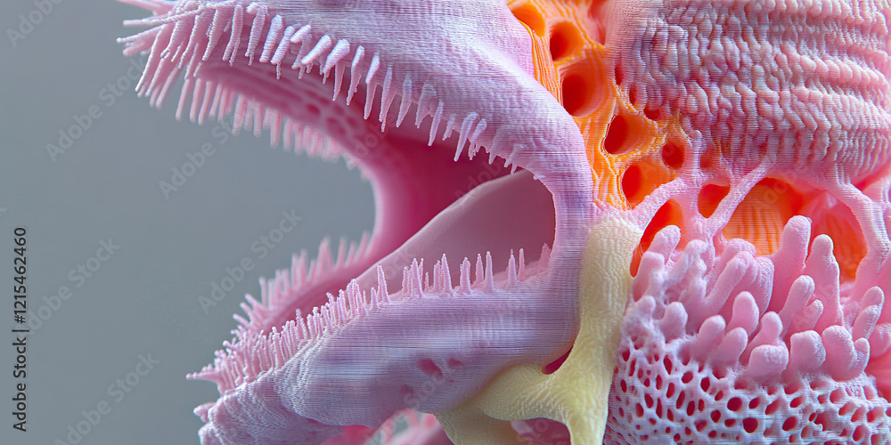 Aufkleber close-up of three-dimensional printed model with varied textures