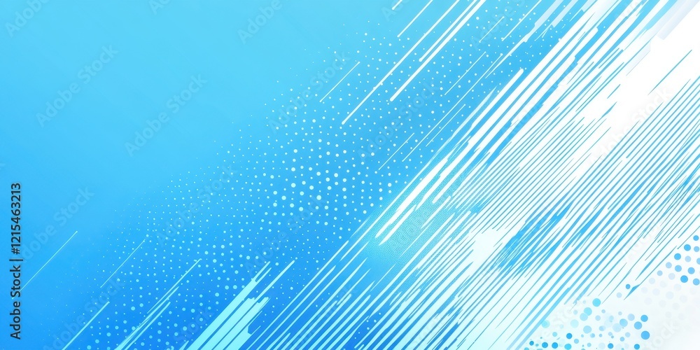 Poster blue background with halftone dots and speed lines digital technology concept banner design abstract