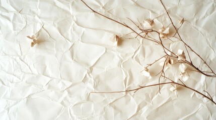 Fototapeta premium Dried flowers on crumpled paper