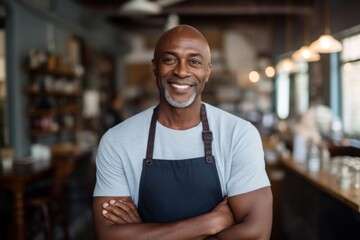 Obraz premium Smiling portrait of a middle aged African American male small business owner