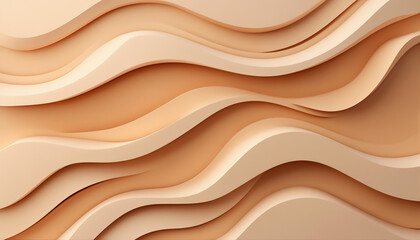 Obraz premium Abstract background with smooth wave lines in a light brown color, 3D rendering illustration. Design for a presentation, cover, or banner.
