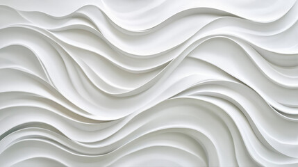 Fototapeta premium Abstract white background with wavy patterns for design and decoration. Vector illustration of 3D wave shapes. Modern wallpaper with a wavy texture, paper-cut effect. High resolution.