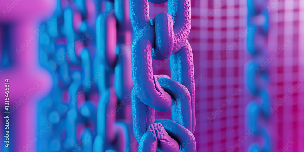 Poster close-up of textured chain with blurred background