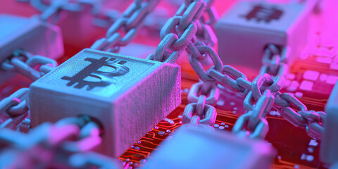 Bitcoin Blocks Secured by Interlinked Chains on Circuit Board