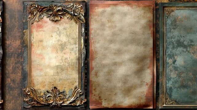 Ornate antique book pages turning in vintage closeup animation