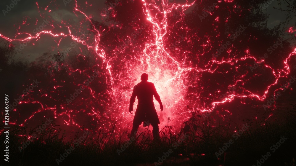 Poster thunder game lightning effect vector set. isolated magic red neon effect for animation. strike png e