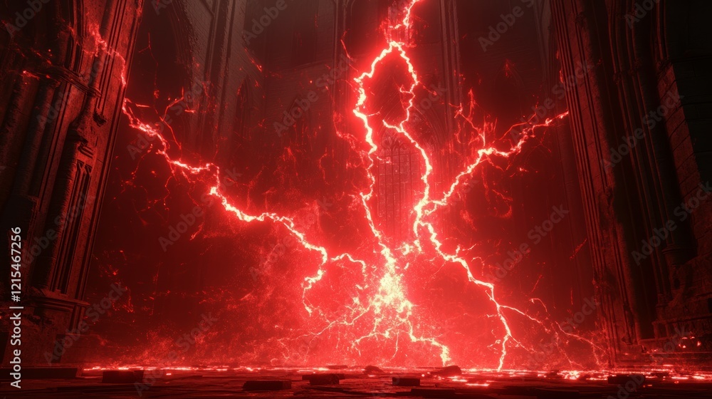 Poster thunder game lightning effect vector set. isolated magic red neon effect for animation. strike png e
