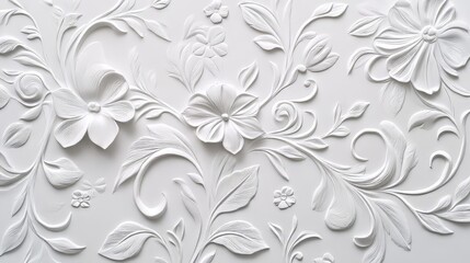 Elegant white floral wall design