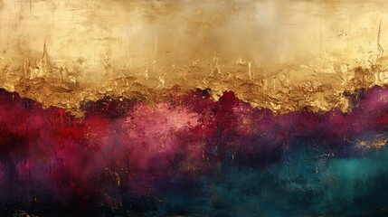 Fototapeta premium Luxurious abstract design with gold accents and vibrant red-blue textures