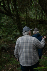 Naklejka premium strangers walking through the forest