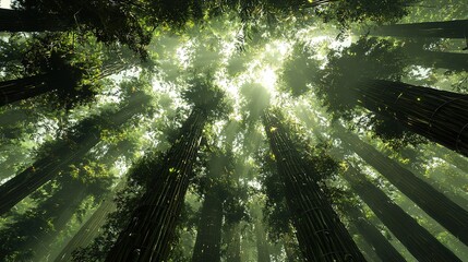 Fototapeta premium Regenerative forest projects for carbon offsets nature's resilience landscape sunlit canopy viewpoint