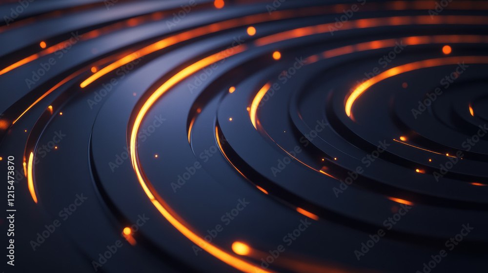 Poster a sleek abstract background featuring concentric circles and glowing highlights, creating a futurist