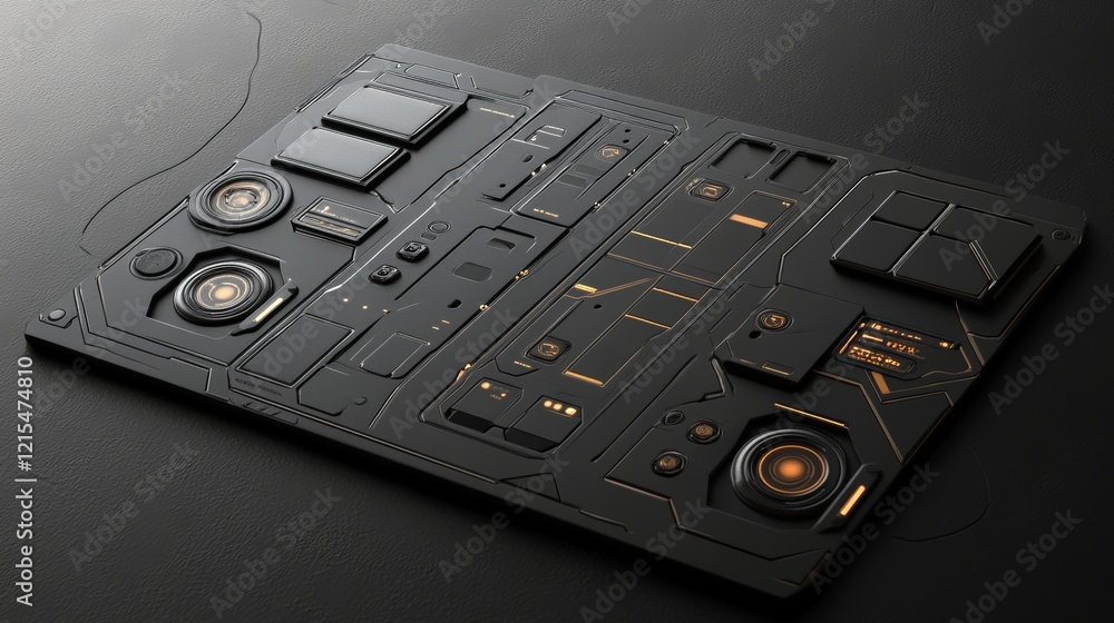 Poster Game streaming panels and buttons in sci fi style. Vector cartoon set of live stream displays with techno borders for webcam video app. Ui design elements for show gaming process