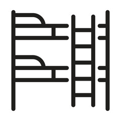 Hostel bunk beds icon. Editable line icon. Vector illustration