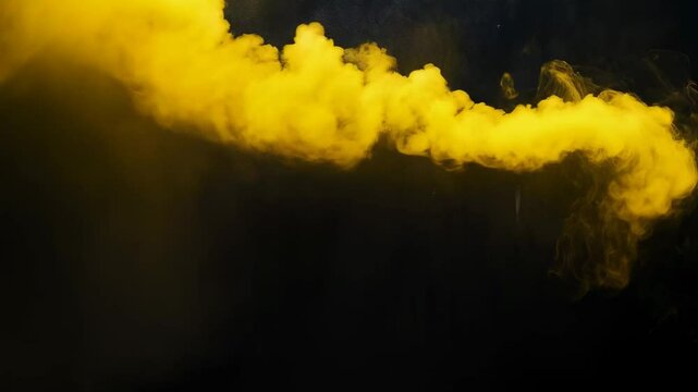 Ethereal Yellow Smoke Flowing Gracefully in Dark Setting