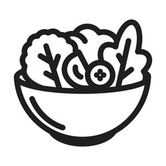 Salad bowl icon. Editable line icon. Vector illustration