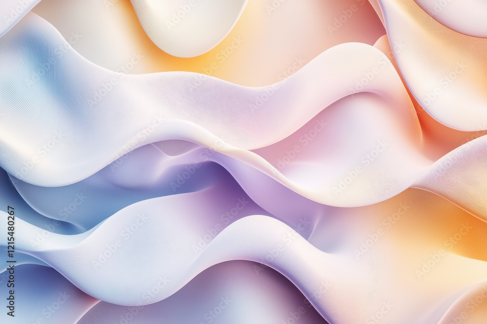 Poster scandinavian-inspired pattern featuring flowing shapes and pastel gradients in a smooth artistic des