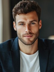 Man in Suit with Stubble