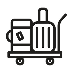 Trolley with luggage icon. Editable line icon. Vector illustration