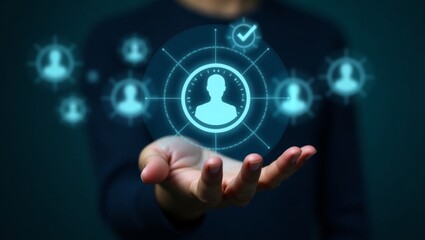 Fototapeta premium businessman pressing social network icon