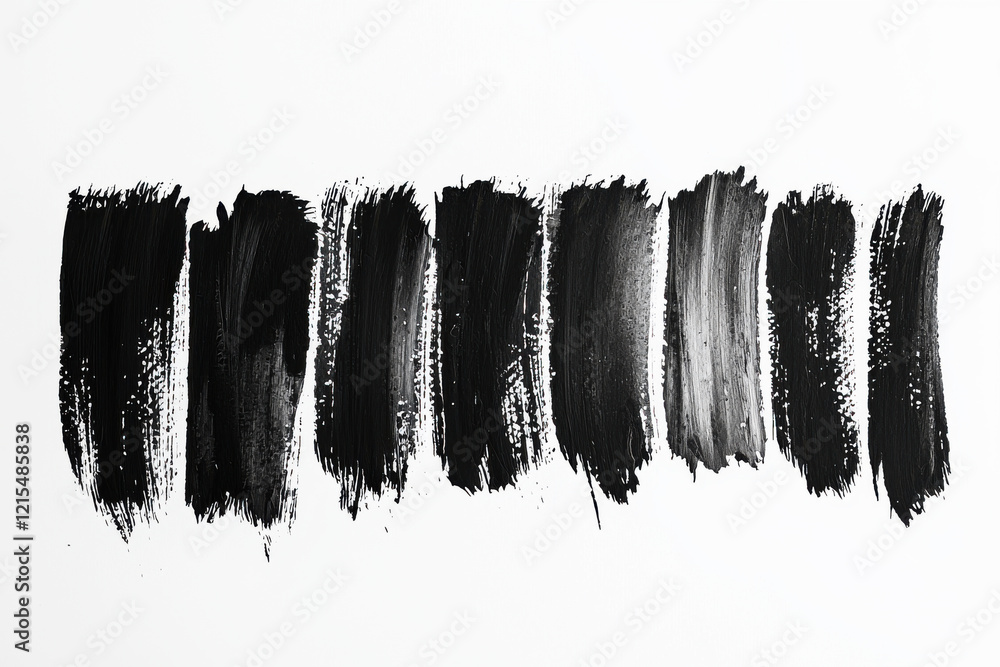 Poster exploring abstract minimalist ink strokes in black and gray against a pure white canvas for artistic