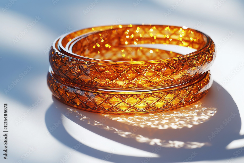 Poster elegant bangles casting intricate shadows on a white surface with artistic depth and clarity in a hi