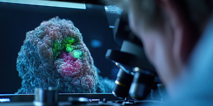 Microscopic Cell Model Visualization on Computer Screen - Powered by Adobe