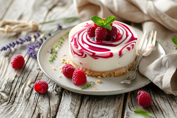Decadent Raspberry No-Bake Cheesecake: A Captivating Table Presentation of Dessert Artistry