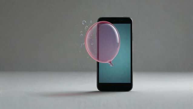 A clean, white phone with a single blank message bubble hovering above it, symbolizing silence in the digital age. Minimal abstract business and technology concept. Copy space. 