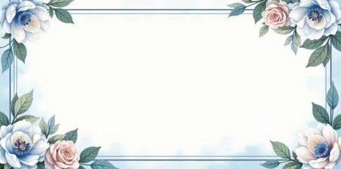 Classic certificate template with subtle light blue floral border, illustration, accomplishment, decorative