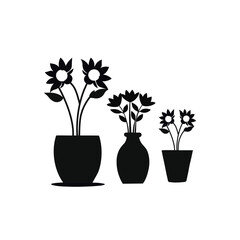 Vase flower leaves in  vector illustration