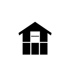 Simple House Icon: Minimalist Home Design, Geometric Building Symbol, Real Estate Graphic