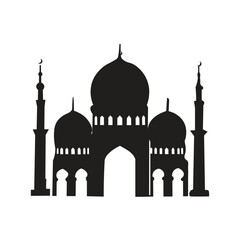 Islamic Vector mosque silhouette with a white background 