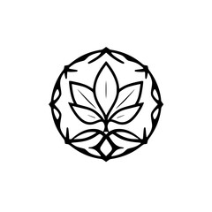 Elegant Lotus Flower Mandala Design: Circular Floral Pattern, Nature-Inspired Logo, Black and White Vector Art, Botanical Ornament, Geometric Illustration