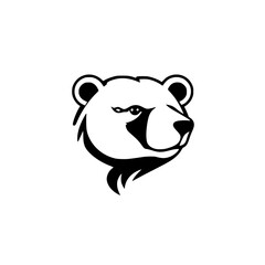 Majestic Bear Head: Black and White Wildlife Vector Graphic