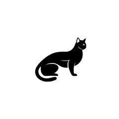 Elegant Black Cat Silhouette: A Minimalist Vector Graphic Design