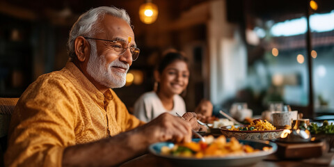 Happy Indian Family Sharing a Meal at a Cozy Home Dinner Table