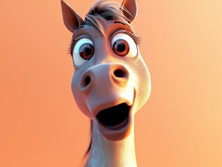 Obraz premium A cheerful cartoon horse. AI.