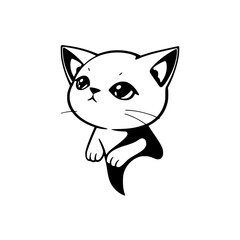Adorable Kitten Illustration: Cute Cartoon Cat Design, Pet Lover Graphic, Whimsical Feline Character