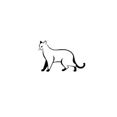 Elegant Cat Silhouette: Minimalist Black and White Feline Vector Graphic