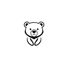 Adorable Polar Bear Cub: Minimalist Cartoon Animal Icon, Perfect for Logos and Graphic Designs