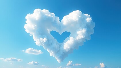 Heart-shaped cloud formation against vibrant blue sky , nature, texture, clouds