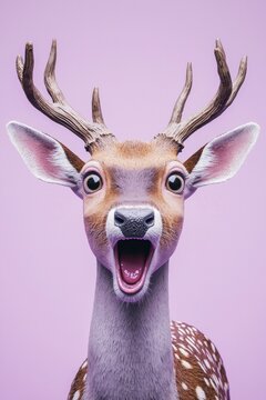 A surprised deer. AI.