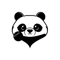 Adorable Panda Cartoon Character: Black and White Icon Design
