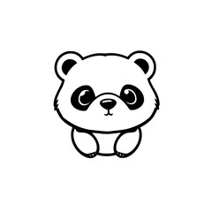Adorable Panda Cartoon Character: Black and White Minimalist Design