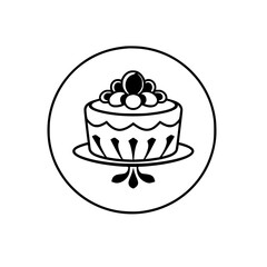 A delectable cake, adorned with luscious berries, sits elegantly on a cake stand. Perfect for birthdays, weddings, or any special occasion. This image evokes feelings of joy and celebration.