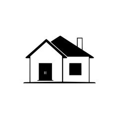 Simple House Icon: Minimalist Black and White House Illustration - Perfect for Real Estate, Architecture, and Home Design Projects
