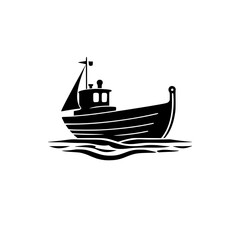 A captivating monochrome illustration of a ship sailing on the waves. Perfect for nautical-themed projects or marine-related designs.