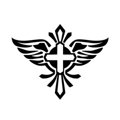 Symbolic winged cross, a powerful image representing faith, spirituality, and religious devotion. Perfect for Christian-themed designs and projects.
