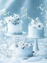 Monochrome Cakes with Edible Flowers